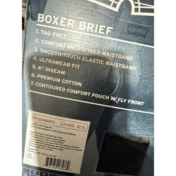 NWT Levi's Men's Low-Rise Premium Cotton Brief 5 Pack Size XL multi-color - Picture 5 of 5